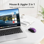 TECKNET Rechargeable Jiggler Wireless Mouse (BT5.0/3.0 & 2.4G) 4800 DPI Silent USB A & Bluetooth Mouse 6 Buttons, Wide Compatibility - Purple