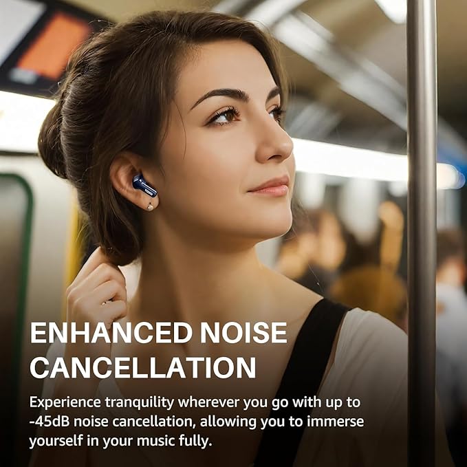 TOZO NC3 Hybrid Active Noise Cancelling Wireless Earbuds with 6 Mics AI Clear Call Ear Buds 55H Playtime with LED Display 32 Preset EQs via APP Bluetooth 5.3 IPX8 Waterproof in Ear Headphones