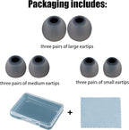 Earbud Replacement Tips Silicone Earbud Tips Eartips Fit Most in-Ear Earbuds(Inner Hole 3.8mm -5.1mm) Headphone Earbuds Rubber Tips 9 Pairs S M L