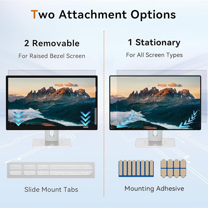 Mamol 24 Inch Computer Privacy Screen Filter for 16:9 Aspect Ratio Widescreen Monitor - Removable Computer Screen Privacy Shield and Anti Glare Blue Light Filter, Anti-Scratch Screen Protective Film