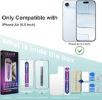 Screen Protector for iPhone Air 6.5-Inch, 2 Pack, 9H Tempered Glass, HD Clear, Full Cover, Anti-Fingerprint, Easy Installation