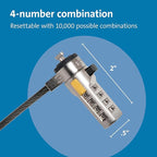Kensington Combination Cable T-Bar Standard Lock Slot for Laptops, Resettable 4 digit password with 6 Foot Cable, K64673AM