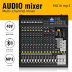 Audio Mixer Bluetooth G-MARK Professional Mixer Usb Interface Sound Board Console System 16 Channel Digital MP3 Computer Input 48V Phantom Power Stereo DJ 24-Bit SPX Effects Mixing Console
