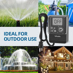 TiFFCOFiO New Digital Outdoor Timer Waterproof, Dial Programmable Method, Outdoor Light Timer with 2FT Extension Cord, 2 Grounded Electrical Outlets for Lights, 6 Sets of Programs, 20A/2500W