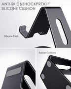 CreaDream Cell Phone Stand, Cradle, Holder, Aluminum Desktop Stand Compatible with Switch, All Smart Phone, iPhone 11 Pro Xs Max Xr X Se 8 7 6 6s Plus SE 5 5s-Black