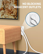 DEWENWILS 1FT Extension Cord Indoor, 14 Gauge Short Flat Plug Extension Cord White with 3 Prong, Low Profile Power Cable SJT, ETL Listed, 3 Pack