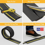 D-Line 6ft Floor Cord Cover, Made in USA Linkable Cable Protector, Hide Extension Cords, Protect Cords, Prevent Cable Trips, Cord Hider, Heavy Duty - Cord Cavity = 1.18" (W) x 0.39" (H), Black/Yellow