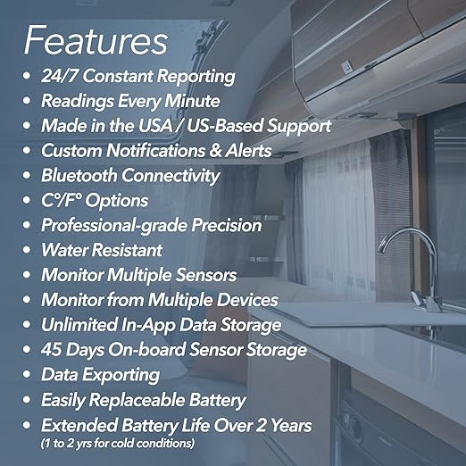 SensorPush HT.w Smart Temperature Sensor & Humidity Sensor - Bluetooth Thermometer and Hygrometer with App Monitoring - Water Resistant Temperature and Humidity Monitor for RV, Basement, Fridge & More