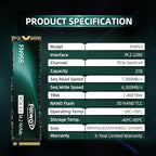 FN955 2TB NVMe SSD M.2 2280 PCIe Gen4x4, Up to 7300MB/s, 3D NAND TLC Flash Internal Solid State Drive, Configure SLC Cache, Storage and Memory Expansion for PS5 Laptop Desktop