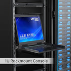 MT-VIKI 19'' LCD KVM Console, 16 Port VGA KVM Switch w/Keyboard+Monitor+Mouse+Drawer+Touchpad, Support OSD/Hotkey/Panel Button Switching (Included 16 KVM Cables)
