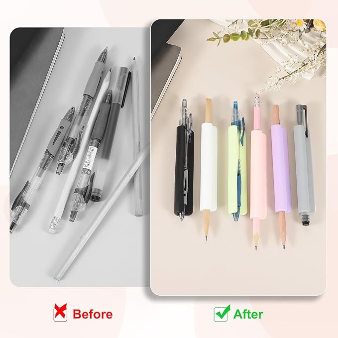 PATIKIL 2 Pcs Adhesive Pencil Holders, 105mm Long Universal Pencil Clip Silicone Pen Holder Office Pen Organizer for Desk Wall Clipboard Notebook Tablet Case Stylus, Black
