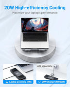 Laptop Cooling Stand with Detachable Thermoelectric Cooler, Adjustable Height & Angle, 360 Rotation Base, Carbon Steel Framework, Ultra-Quiet & Super Sturdy for up to 15.6” Laptop (Grey)