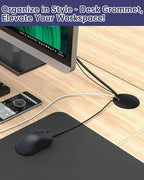 Desk Grommet & Cable Grommet 2 Inch (10 Pack) - Black Desk Hole Cover with Hole Saw - Cable Management Kit for Office, TV Stand, Workstation - Hide Wires Behind Wall, Cable Pass Through (50mm)
