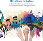 Gaming Mouse Pad, Large Non-Slip Rubber Base Mousepad, Keyboard Mouse Mat, Desk Pad with Stitched Edges, 31.5x11.8inch, Music Note
