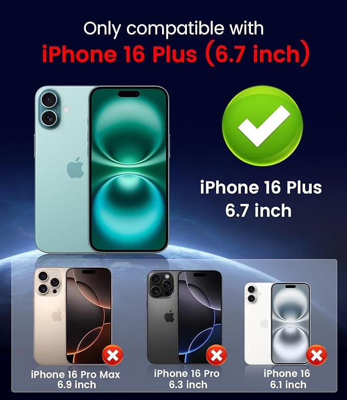 Magnetic for iPhone 16 Plus Case [Compatible with MagSafe][Built-in Camera Lens Protector] Slim Soft Silicone Bumper Shockproof Metallic Luster Phone Case (Black)