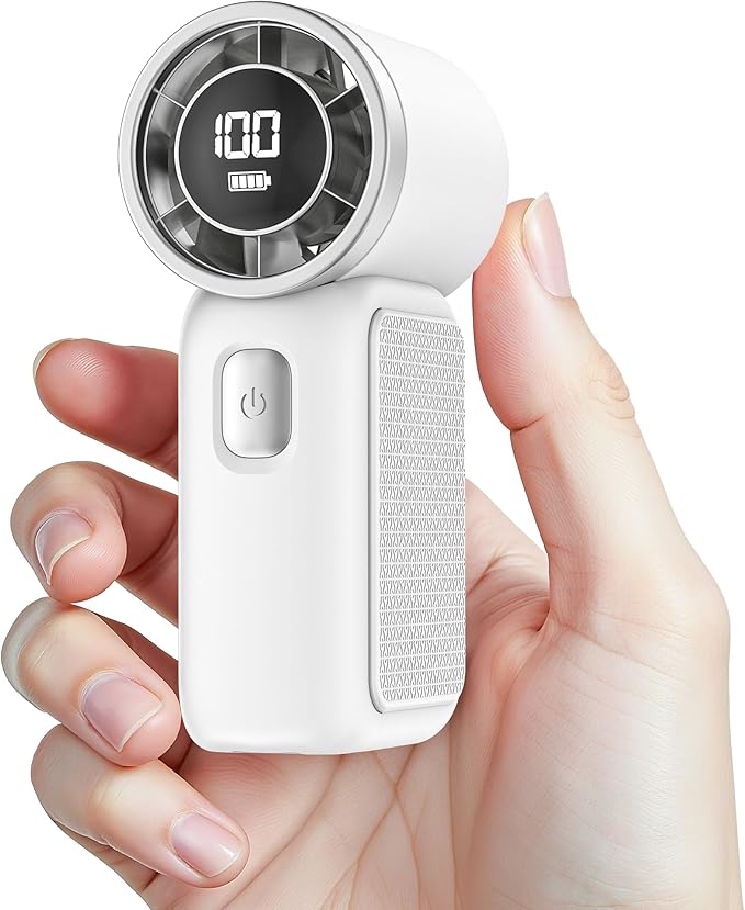 Portable Handheld Mini Fan, 6 Gear Wind, Hand Small Travel Personal Held Fans, Rechargeable Turbo Fan, Gifts for Women Men, for Camping Vacation Outdoor (white)
