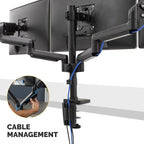 Fellowes Platinum Series Triple Monitor Arm for 27-Inch Monitors, Full Motion, 360° Rotation, VESA Mount with Grommet or Clamp, USB Ports, Ergonomic, Black, 8042601