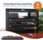 Tecmojo 9-Outlet Rack Mount Power Strip,1U Horizontal PDU Individual Switch 6ft Cord, with 2USB and 2 Type-C,for IT and Network Racks and Cabinets