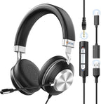 Wantek USB Headset with Microphone for PC,Laptop,Computer Headset with Noise Cancelling & Audio Controls,Wired Headset for Call Center,Work,Ofiice,Zoom,Binaural