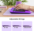 Wireless Keyboard and Mouse Set with Quiet Keys, 2.4G Full Size Purple Keyboard and Mouse with Wrist Rest, Protective Covers, Soft Touch Silent Design for Windows, Computer, PC and Laptop