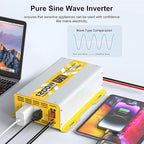 XWJNE 1200W Pure Sine Wave Power Inverter 12V DC to 120V GFCI AC Converter with LCD Display for Home, RV, Truck, Off-Grid Solar Power