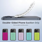 2PACK Silicone Double Sided Suction Phone Case Mount, Detachable Hands Free & Strong Grip Holder for Selfies & Videos, Compatible iPhone Android (White, 2Pack 40 Suction Cups)