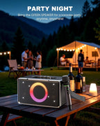 GFEEN Portable Bluetooth Speaker: 100W(160W Peak), 15H Playtime, Wireless Speakers with Microphone, 5″ Subwoofer, Loud Sound, Light Show, Fast Charging for Outdoor, Party, Backyard(Silver with 1Mic)