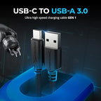 SABRENT [3-Pack 22AWG Premium 6ft USB-C to USB A 3.0 Sync and Charge Cables [Black] (CB-C3X6)