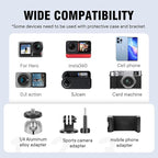 Aluminum Alloy Camera Mounts Clamp Mount Bicycle Handlebar Adapter Mount with Dual 360°Rotatable Ball Head with Adapter Phone Clip Compatible with Hero Insta360 and Other Action Cameras