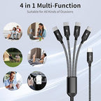 USB C Splitter Multi Charging Cable, Dual Type C Charger Cord,4 in 1 Multiple Nylon Braided Cable with 4 Type-C Connectors Compatible with iPhone 15 Pro Max/Samsung Galaxy/Tablets/Google-1Pack 5FT.