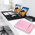 Lacdo Laptop Sleeve Case for 14 inch New MacBook Pro M4/M3/M2/M1 Chips Pro Max A3112 A3401 A3185 A2918 A2992 A2779 A2442 2024-2021, 13.8 inch Surface Laptop 7th Copilot+PC Computer Bag, Sakura Pink