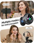 Wireless Lavalier Microphone for iPhone: 2PCS Mini Wireless Microphones for Android Equipment - Noise Reduction Lapel Mic for Professional Recording - 80h Battery Life - 48KHz Studio Sound
