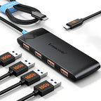 10Gbps USB C Hub, 4 Ports USB 3.2 Splitter for Laptop, USB C to USB Multiport Adapter w/Charging Port, for MacBook Pro/Air, iMac, Surface Pro, Dell, HP, iPad, Samsung, Etc., 0.65ft Cable
