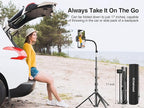 elitehood 80” Tall Phone Stand Tripod, Floor Phone Recording Stand, Heavy Duty Adjustable iPhone Tripod Stand Compatible with iPhone 15 14 13 12