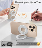 TORRAS 2025 Upgrade [Dual-Ring] Fit for MagSafe Phone Grip Ring Holder [Dual-Ring] Compatible with MagSafe Kickstand Magnetic for iPhone 16/15/14/13/12/11 Samsung, Google Accessories, Silver White