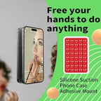 Suction Phone Mount Double Sided Octo Buddy for MagSafe Case, Silicone Sticky Grip Secure Holder for iPhone, Hands-Free Taking Photo/Recording Video/Live Streaming for Instagram Influencer（red）