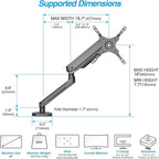 AVLT Single 27”-45” RGB Gaming Monitor Arm Desk Mount Built-in 20 Lighting Modes Touch Button Control Fits Flat/Curved/Ultrawide Screens Height Swivel Tilt Rotation Adjustable Stand -Dark Gray