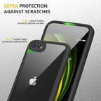 Miracase for iPhone SE Phone Case 3rd/2nd Generation 2022 2020 Full-Body with Built-in Glass Screen Protector, Heavy Duty 360° Protective Shockproof Bumper Cover for iPhone 8/SE 4.7 Inch, Black