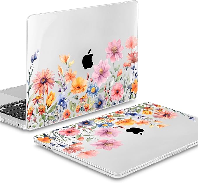 Mektron for MacBook Pro 13-inch Case 2022 2021 2020 Release A2338 M2 M1 A2289 A2251, Printed Plastic Hard Shell Cover for New MacBook Pro 13.3-inch Touch Bar Fits Touch ID，Floral P165