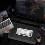YUNZII AL80 Wireless Mechanical Keyboard,Full Aluminum CNC, Smart LCD Display,Hot Swappable Gasket Mount 75% Layout with Knob,BT/2.4G/USB-C,QMK/VIA Support for Win/Mac (Silver, Cocoa Cream V2 Switch)