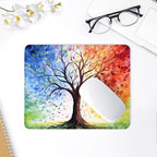 ITNRSIIET Mouse Pad with Stitched Edge Premium Textured Smooth Precise Operation Waterproof Washable Non-Slip Rubber Base Desktop Protection Mat, 10.2×8.3×0.12 inches, The Tree of Life