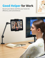 OMOTON Tablet Stand Mount for Desk, Adjustable Phone Holder for Bed with Metal Arm Fits for 4.7-11 Inches iPad Pro, Air/Mini, Kindle and Phones