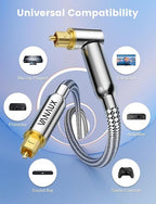 VANAUX 90-Degree Optical Audio Cable 15FT,Premium Fiber Optic Toslink Cable(24K Gold-Plated Connectors,Aluminum Alloy Shell,Braided Jacket)Ideal for Tight Spaces,Home Theater,Soundbars,Gaming Consoles