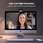 UGREEN Full HD 1080P Webcam with Microphone, 2 Noise-Canceling Mics, 85° Fov & Fixed Focus, Plug and Play, Auto Light Correction, Privacy Cover PC Camera for Zoom/Skype/Teams, Switch 2, Silver Gray