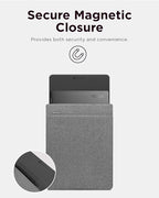 Lenovo Slim Laptop Sleeve 14 Inch Notebook/Tablet - Compatible with MacBook Air/Pro - Eco-Friendly Lightweight Case with Accessory Pocket & Magnetic Closure - Grey