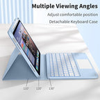 JKSML for iPad(A16) 11th/10th Generation Case with Keyboard (11/10.9 inch) 2025/2022, 7 Color Backlight Detachable Bluetooth Cover with Trackpad, Flip Stand Case Thin with Pencil Holder, White ice