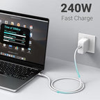 240W USB C Cable 6.6FT 2 Packs, USB4 Cable with 40Gbps High Speed Data Transfer, Single 8K/Dual 4k Display Compatible for Thunderbolt 4/3 Monitor/Hub/Docking Stations, iPhone 16/16 Pro
