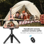 K&F Concept Selfie Stick Tripod, 360 Degree Rotation Mini Phone Stand with Ball Head and Cold Shoe Mount, Cellphone Holder with Wireless Remote for Smartphone Black