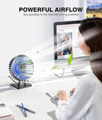 JZCreater USB Desk Fan, Mini Fan Portable, 3 Speeds Desktop Table Cooling Fans, Plug in Power, Rotation Strong Wind, Quiet Personal Small Fan for Home Desktop Office Travel Bedroom, Black (2Pack)