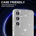 for Samsung Galaxy S24 FE Camera Lens Protector, Individual Metal Ring Tempered Glass Lens Cover, [Strong Adsorption] Scratch Resistant Ultra-Thin HD Clear Lens Cover, 1 Set-Silvery Sparkly